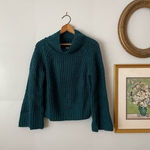 Anthropologie Mauve Flare sleeve cowl neck sweater